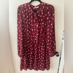 DR2 Red Bird Novelty Print Midi Dress Size Large